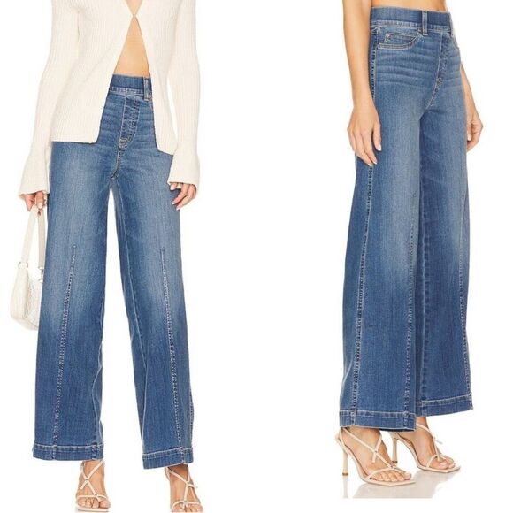 NWT SPANX 20407 Seamed Front Wide Leg in Vintage Indigo Pull-on Jeans Size XS - Picture 5 of 15